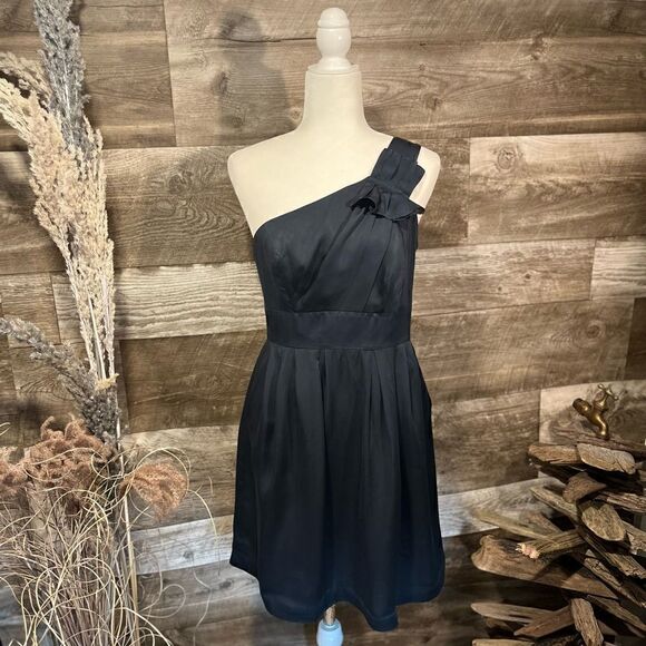 pasametes Dresses & Skirts - Pasametes silk navy blue one shoulder dress - 8